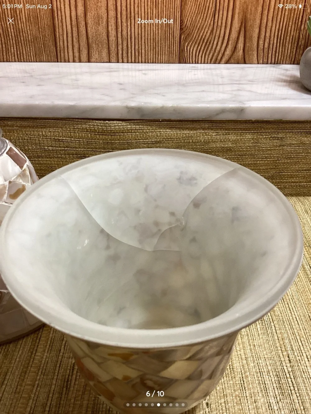 Mother-of-Pearl Mosaic Glass Votive Holders - Set of 2, Ivory and Pearl Damage